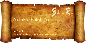 Zsinka Rabán névjegykártya