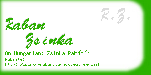 raban zsinka business card